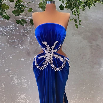 Moterų Vakaras Suknelė Undinė Royal Blue Karoliukai Prom Šalis Suknelė Abiye Elbiseleri Vestido De Fiesta De Boda 3