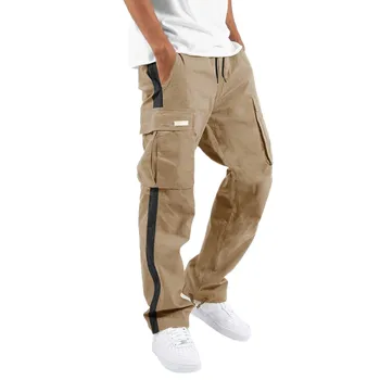 Vyrai Gatvės Multi Pocket Krovinių Kelnės Kojų Nagų Bžūp Virvę, Raišteliu Kelnės Vyrų Streetwear Hip-Hop Kelnes Pantalones Hombre 3