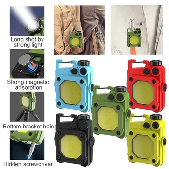Mini LED Žibintuvėlis Keychain Kišenėje Darbą Šviesos Nešiojamų COB Kempingo Lempų, USB Įkrovimo Darbas Žibintai Žvejybos Lanterna 5