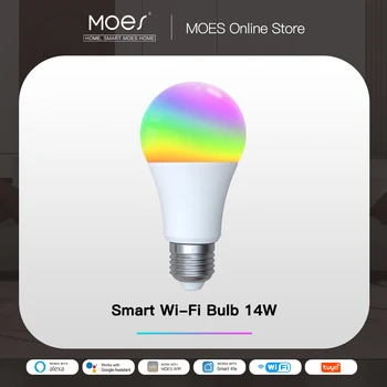 WiFi Smart LED Lemputės, šviesos srautą galima reguliuoti Lempos 14W RGB C+W E27 Spalva Keičiasi 2700K-6500K Tuya Smart App Kontrolės Dirbti su Alexa, Google