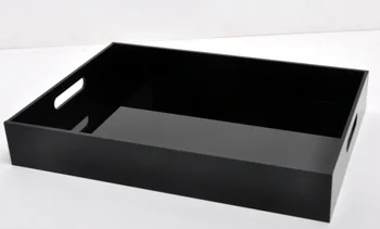 Juodo akrilo darbalaukio kosmetikos laikymo dėklas didelis aikštėje kvepalai/ lūpų dažai/šepečiai organizatorius dėklas 2