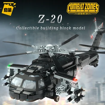 Z-10 Kovinio Sraigtasparnio Modelis, Statyba Blokai Karinių Orlaivių Techninės Plytų Ginkluotųjų Žaislai Karinį Lėktuvą Vaikų Dovanų 21