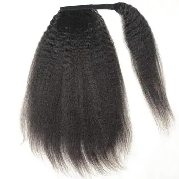 Keistą Tiesūs plaukai surišti į uodegą Plaukų Pratęsimo Įrašą Moterų Sintetinių Wrap Aplink Magija Pasta Juoda Afro Ponio Uodega, Plaukai 18