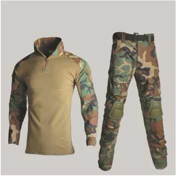 Karinės Uniformos Marškinėliai + Kelnės Su Kelio Alkūnės Pagalvėlės Lauko Airsoft Taktinis Dažasvydis Ghillie Kostiumas Kamufliažas Medžioklės Drabužiai