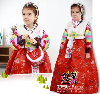 NAUJA Vaikų Hanbok Suknelė korėjiečių Tradicinių Kostiumų Hanbok Rūmuose Vestuvių Drabužių korėjos Mažumų Šokio Kostiumai Šalis 3