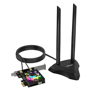 Pcie X1 WiFi 6 Tinklo Kortelės Adapterį 3000Mbps Bluetooth 5.1 Dual Band 2.4 G/5G su Heatsink RGB, Ventiliatorius Antenos Bazės Intel AX200 Lustas 14