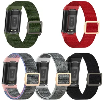 Elastingas Nailonas Kilpą Fitbit Mokestis 5 Smart Watch Band Minkštas Sporto Apyrankę Ant Riešo Dirželis Fitbit Mokestis 5 Correa