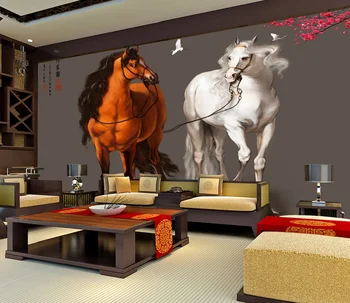 HD 3d arklių sėkmės arklių veranda naftos tapyba fone miegamojo kambarį apdaila sienų apdailai freskos 16
