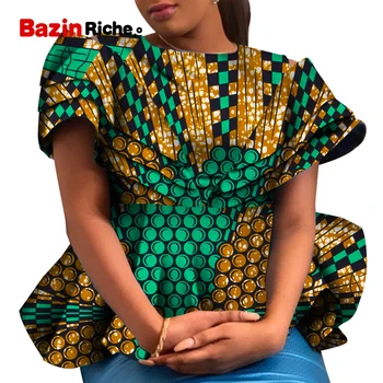 Afrikos Viršuje Moterims Bažnyčios Spausdinti Marškinėliai Dashiki Tradicinių Top Marškinėliai Vasaros Plius Dydis Drabužių Afrikos Dress Lady WY6646