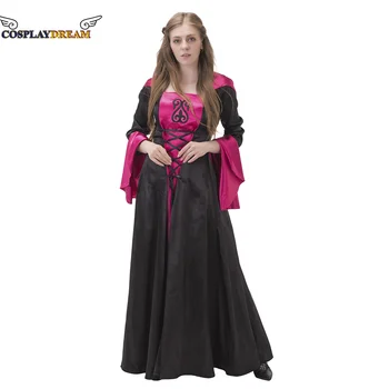 Viduramžių Viktorijos Retro Pietų Dress Helovinas Ragana Cosplay Teismas Kilnus Skraiste Gotikos Sudeginamos Rankovėmis Su Gobtuvu Princesė Suknelė 1