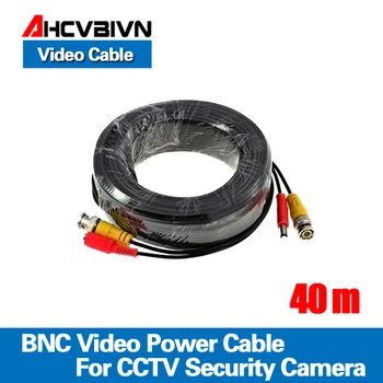 Naujas 40m BNC Vaizdo Galią CableBNC + DC Kištukas Jungtis 4pcs/daug CCTV Saugumo Kameros Kit Nemokamas Pristatymas 15