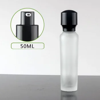 50ml matinio stiklo butelis, juoda siurblys serumas/kremas/emulsija/fondas komplekso atkūrimo odos priežiūros kosmetikos pakuotės 18