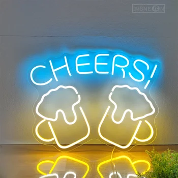 LED Neon Požymių, Cheers Alaus Formos Neoninės Šviesos Juosta Parduotuvė Gimtadienio Verslo Šalis Pub Dekoro Užsakymą Estetinių Apdailos Pasirašyti Lempos 6