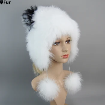 Moterų Natūralus Lapės Kailinius, tikro Kailio Beanie Skrybėlių Rusijos Žiema, Storas Ir Šiltas Mados Megzti Silver Fox Fur Ponios Skrybėlę Nemokamas Pristatymas