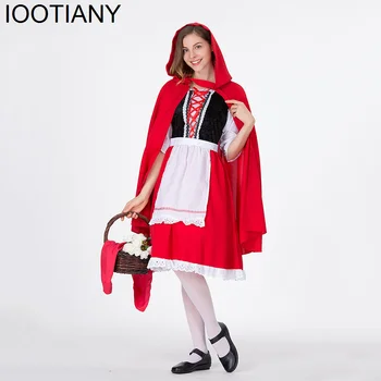 Moterų Klasikinis Little Red Riding Hood Kostiumas Helovinas Šaliai, Skraistės Žaisti Dress Lady Sexy Anime Cosplay Fantasy Žaidimas Uiform 3