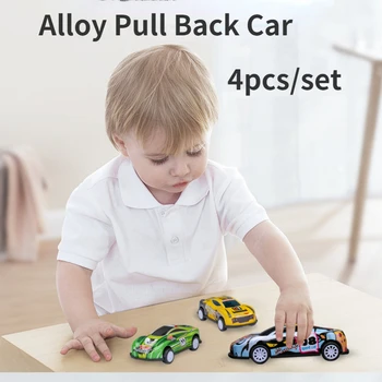 4pcs/set Išskirtinį Diecast 1/64 Lydinio Automobilio Inercinių Pull-back Automobilį Vaikų Žaislas Automobilio Modelio, Mini Lenktynių Berniukas Gimtadienio Įspūdį Dovana 13