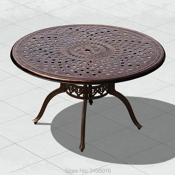 Sunkiųjų Lieto aliuminio lauko valgomojo stalas, lauko stalai sodo kėdės tvirtos dia130x73cm juodos spalvos