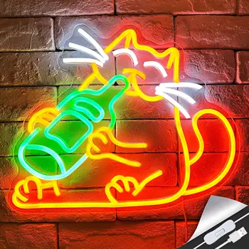 Katė Neoninis Ženklas LED Neon Šviesos Sienų Dekoras Cute Kačių Neoninis Ženklas Dekoro Miegamųjų Namo Baras USB Powered Gimtadienio Dovana 12