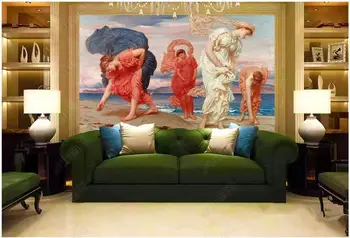tapetai 3 d custom freskos ant sienų, Europos stiliaus teismas lady jūros kriauklių kambarį dekoro foto Tapetai, sienų į ritinius 8