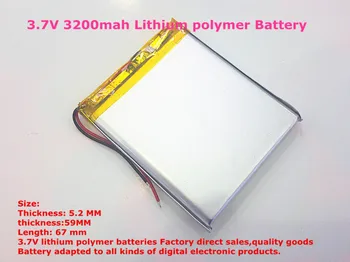 planšetinio kompiuterio baterijos Dydžio 525967 3.7 V 3200mah Ličio polimerų Akumuliatorius su Apsaugos Valdybos PDA Tablet pc Digital Produktus