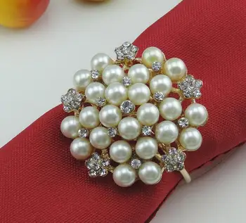 Pearl cirkonio sidabro servetėlių žiedai, servetėlės sagtis, servetėlių laikiklį, šalies / vestuvių stalo dekoravimo reikmenys SN1138 11
