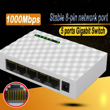 1G Gigabit ethernet Tinklo Jungiklio, 1000Mbps 5 Uostas Visiškai pin Gigabit Switch Fast Ethernet Switcher Lan Centru, vienalaikio Dvipusio ryšio Jungiklis Koncentratorius LED indikatorius 16