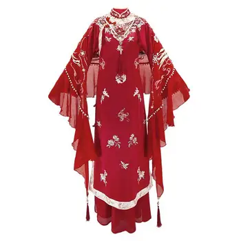 Kinų Stiliaus Nuotaka Vestuvių Cheongsam Apeigų Suknelė Raudona Išskirtinį Siuvinėjimo Elegantiškas Temperamentas Vestuvių Suknelė, Šalikas Rinkinys 5