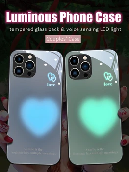 Poros Meilės LED Šviesos Žėrintis Šviesos Telefono dėklas skirtas iPhone 15 11 12 13 14 X Xs Xr Mini Pro Max Plius Vaikinas Draugei Dovana 2