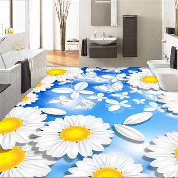 wellyu Užsakymą grindys, dekoratyvinis dažymas 3d animaciją saulėgrąžų trijų dimensijų lipnius grindų dažymas papel de parede