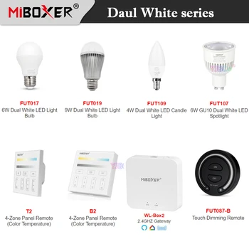 Miboxer Smart Dviguba Balta LED Lempa Valdytojas 6W 9W E27 Lemputės GU10 6W LED Prožektoriai, šviesos srautą galima reguliuoti 4-Zona Skydelis Nuotolinio BMT Dimeris