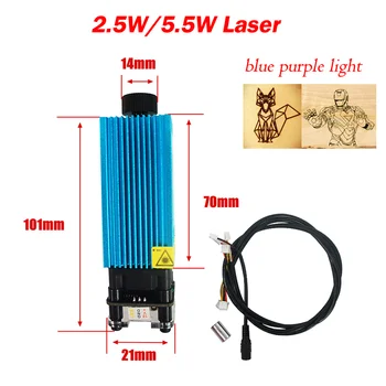 2500MW 5500MW Diodų Lazerio Modulis TTL PMW Sumaišykite Kontrolės 405NM 450 NM Mėlyna Violetinė Su Lazeriu Akiniai Laidų Wood Laser Desktop 11