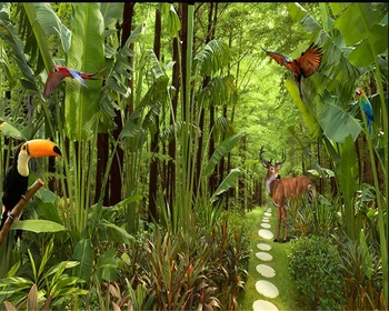 Beibehang 3D Tapetai Žalia Atogrąžų Miškų Augalų Foną 3d Kambarį, Miegamąjį, TV Foną, Sienų tapetai 10