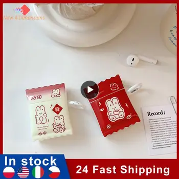 1~10VNT Mielas Linijos Rabbit Atveju naujieji Metai Raudona Apple Airpods 1 2 3 3D Saldainių Dėžutė Oro Ankščių, 2 Ausinių Apsauginis Dangtelis 2