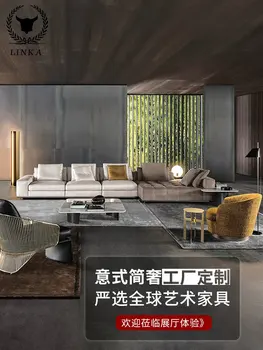 Sofa modernus kampas mišinys, pilnas odinis villa didelių plokščių sofa 9