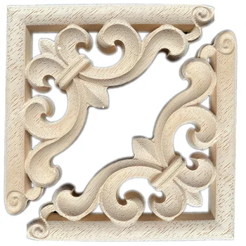 10VNT 6-12cm Woodcarving Kampe Decal Unpainted Medienos Decal Kampe Kaulo Aplikacijos Rėmelis Namo Europos 3D Rose Dekoras Namuose 2
