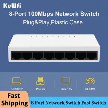 KuWfi Network Switch 8 Port 10/100Mbps Fast Switch RJ45 LAN Hub 