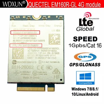 Quectel EM160R-GL1Gbps/150Mbps LTE Cat16 M. 2 Modulis GPS GLONASS 5W10V25787 už Thinkpad, FRU T14 T15 T15G P15 P. 17 P14S P15S Gen2