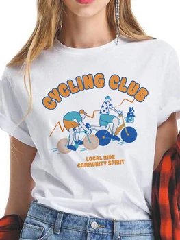 Moteris Spausdinti Dviračių sporto Klubas Akvarelė Naujų Gražių Y2k Moterų Viršūnių Tee Marškinėlius Mados Spausdinti Animaciją Ponios Grafinis T-Shirt marškinėliai