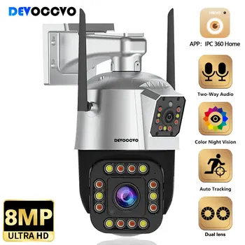 Lauko PTZ Saugumo Kameros WIFI 8MP HD IP vaizdo Kameros Vandeniui Dvigubo Objektyvo CCTV Saugumo Vaizdo Stebėjimo Kamera Su Automatinio Sekimo 22