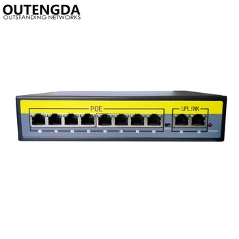 2+8 100 mbps Prievadų PoE Switch Adapteris, Maitinimas per Ethernet IEEE 802.3 af/ne Kamerų AP VoIP Built-in Galia 120W Jungiklis purkštukas (benzinas) 21