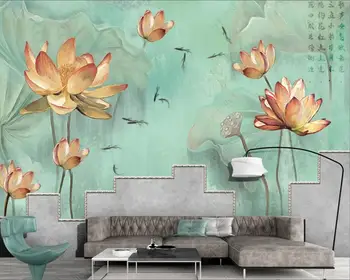 custom freskos foto tapetai, 3d Kinų stiliaus kambarį, TV foną, sienos lotus žuvų nuotrauką tapetai sienos ritininis 3d 14
