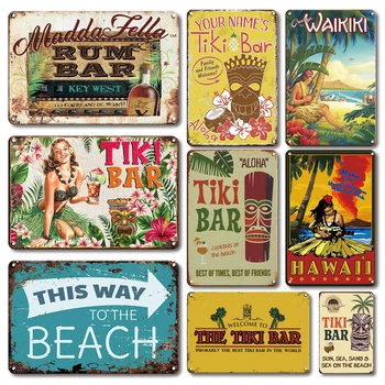 Vasaros Pramonės Paplūdimio Baras Sveiki Alavo Pasirašyti Derliaus Tiki Bar Pub Sienų Apdaila Metalo Plokštė Plakatas Havajai Geležies Tapybos Plokštelė 7