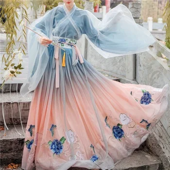 Kinijos tradicinių kostiumų Hanfu kostiumas moterų išsiuvinėti pasakų sijonas Cosplay kostiumų senovės Rytų stiliaus princesė dress 원피스 6