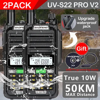 2PACK Baofeng UV-S22 PRO Walkie Talkie 10W Galios IP68 Vandeniui USB Tipo C Įkroviklio Galingas UHF VHF Ilgo Nuotolio UV-9R Plius Radijas