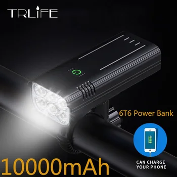 10000mAh 6*T6 Dviračio Lemputė USB Įkraunamas LED Dviračio Žibintas IPX5 atsparumas Vandeniui priekinis žibintas MTB Žibintuvėlis Priekinės Lempos galia bankas 17