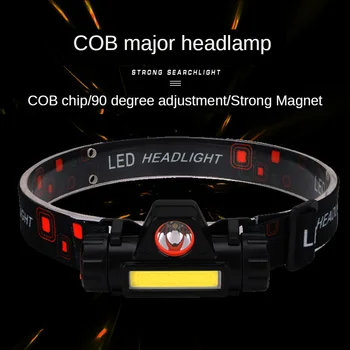 LED Žibintai Zoomable įmontuota Baterija Galvos Žibintuvėlis, Kempingas Galingas COB USB Įkrovimo priekinis žibintas atsparus Vandeniui Žibintas Žibintai 17