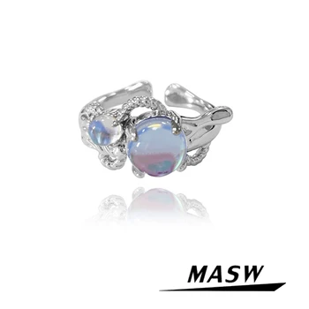 MASW Originalaus Dizaino Krištolo Žiedai Populiarus Šiuolaikinės Juvelyrikos Aukštos Kokybės Vario Geometrinis Atidaryti Žiedai Moterims Mergina Dovanų Šalis 22