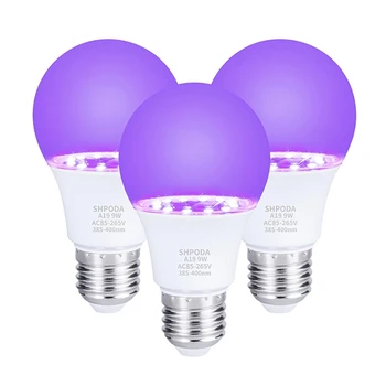 3Pcs 10W Ultravioletinių UV Lemputės, Fluorescencinio Aptikimo UV Lempa Juoda Šviesiai Mėlyna Lempa E26 110V, 220V, skirtas DJ Šalies Apdaila 13