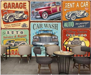 Pasirinktinius nuotraukų 3d tapetų nostalgišką Retro ranka-dažytos Europos klasikinių automobilių juostą 3d sienų freskomis tapetai, sienų ir 3 d 16