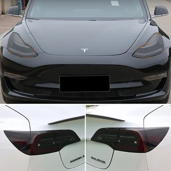Už Tesla Model 3 Y 2017-2023 PRF Juodas priekinis žibintas užpakalinis žibintas Foglight Apsauginės Plėvelės Pakeitimo Juoda Spalva Keičiasi Filmai